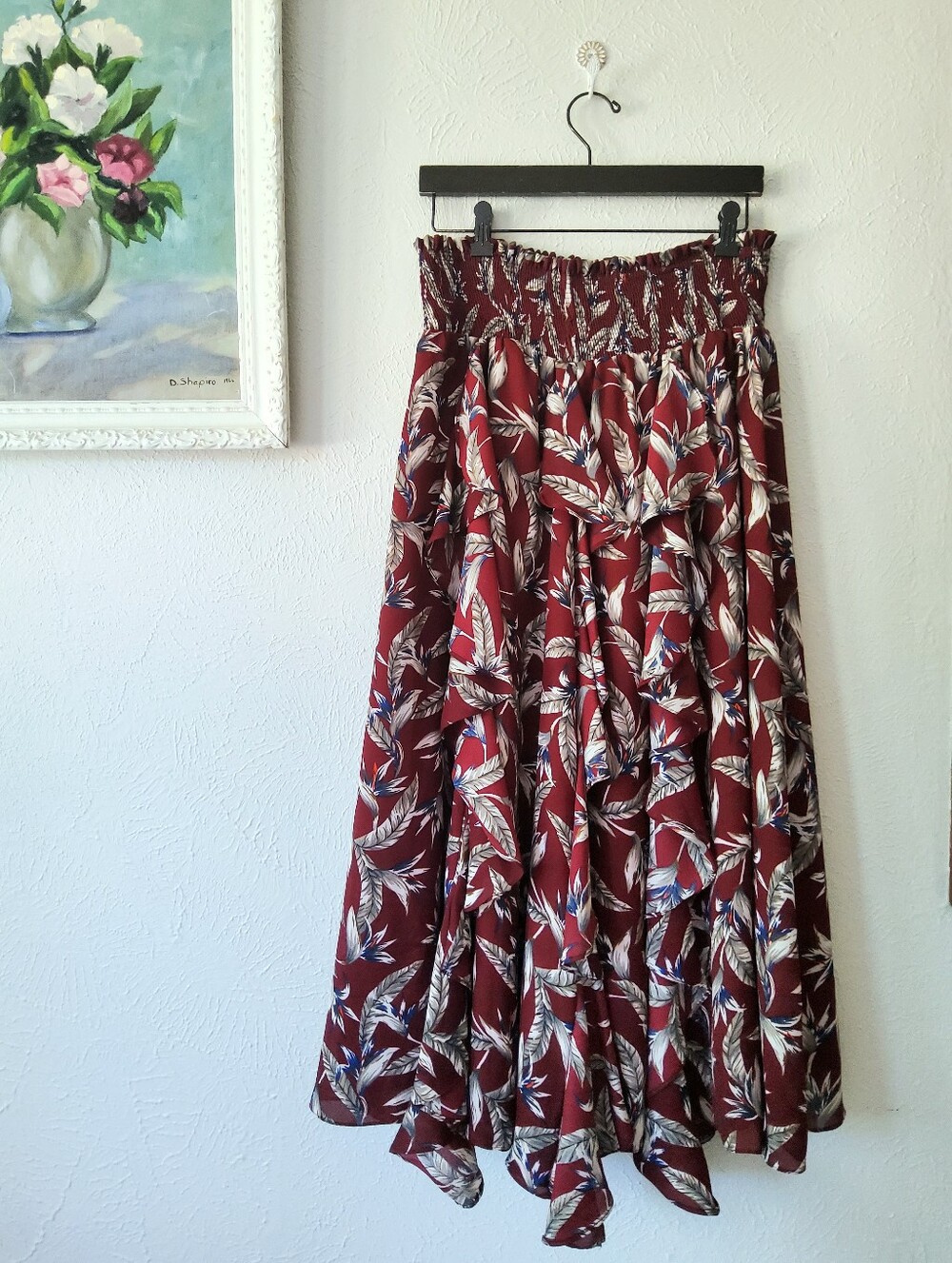 MYNAH'S RAYNU TAADON for Anthropolgie - Floral Smocked Ruffled Skirt Sz. S